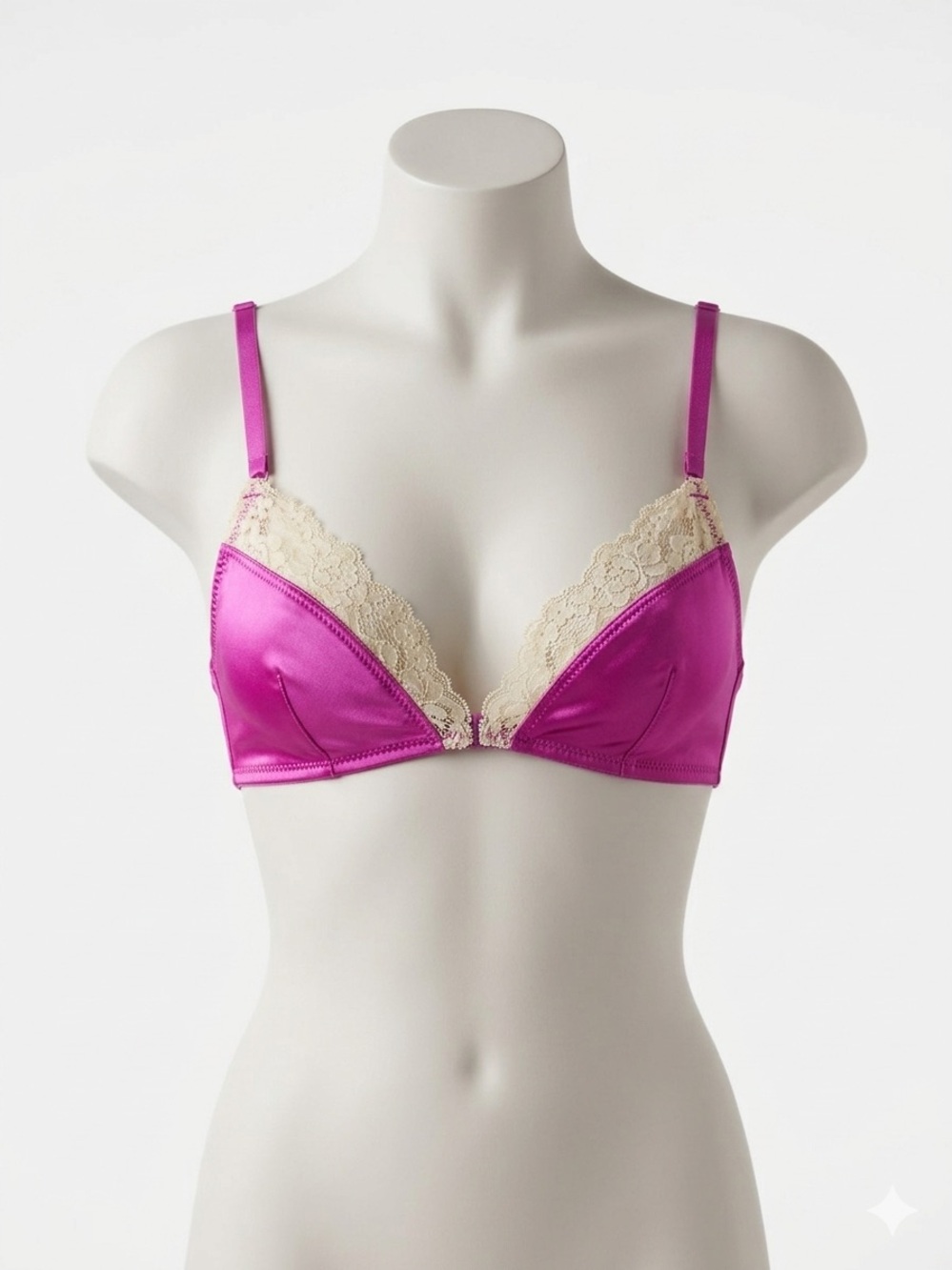 Out From Under Lace Trim Satin Bra Size Small Coquette Y2K minimalist Chic